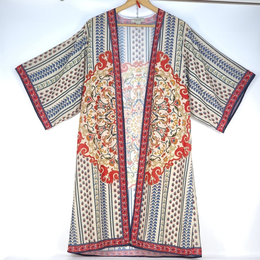 Flying‎ Tomato Kimono Topper Womens Large Boho Lagenlook Open Front Peasant Wrap